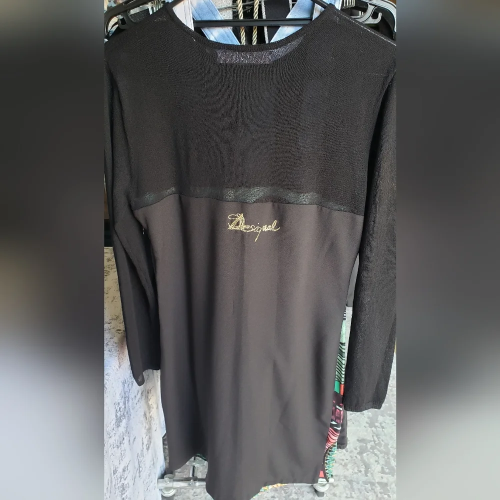 Desigual Spain floral embroidered dress with sheer mesh top and sleeves - Picture 4 of 11